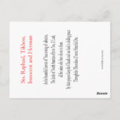 American Saints Prayer Card Postkarte (Rückseite)