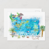 American Samoa Illustriert Island Reiseplan Postkarte (Vorne/Hinten)