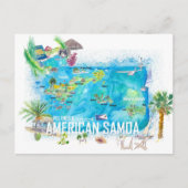 American Samoa Illustriert Island Reiseplan Postkarte (Vorderseite)
