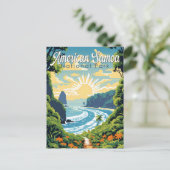 American Samoa Nationalpark Illustration Retro Postkarte (Stehend Vorderseite)