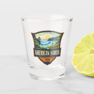 American Samoa Nationalpark Illustration Retro Schnapsglas