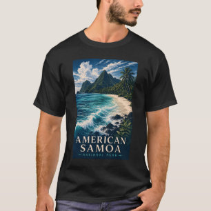 American Samoa Nationalpark Moderner Holzschnitt T-Shirt