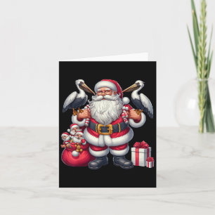 American Santa Claus Holding Pelican Present Xmas Karte