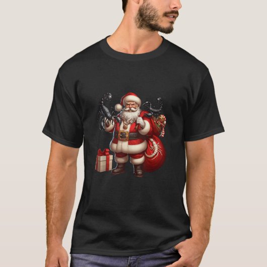 American Santa Claus Holding Skorpion Gegenwart We T-Shirt (Vorderseite)