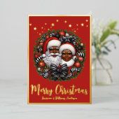 American Santa & Mrs Claus Folien Feiertagskarte (Stehend vorne)