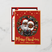 American Santa & Mrs Claus Folien Feiertagspostkarte (Vorderseite/Rückseite)