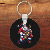 American Santa Playing Saxophone Xmas Jazz Christm Schlüsselanhänger (Vorderseite)