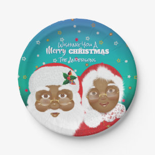 American Santa und Mrs Claus Pappteller