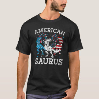 American Saurus Red White Blue Rex Dinosaur Boy Ki T-Shirt