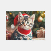 American Shorthair Cat Christmas Personalisiert Fleecedecke (Vorderseite (Horizontal))