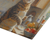 American Shorthair Cat Cooking in Kitchen Schneidebrett (Ecke)