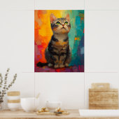 American Shorthair Cat with Abstract Colors Poster (Küche)