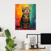 American Shorthair Cat with Abstract Colors Poster (Heimbüro)