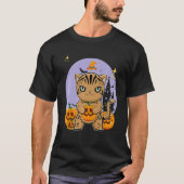 American Shorthair Cat With Pumpkin Halloween T-Shirt (Vorderseite)