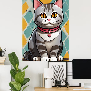 American Shorthair-Katze Abstrakte Kunst Feline Poster