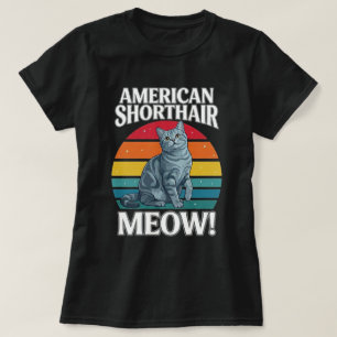 American Shorthair Retro Sonnenuntergang Miauen T-Shirt