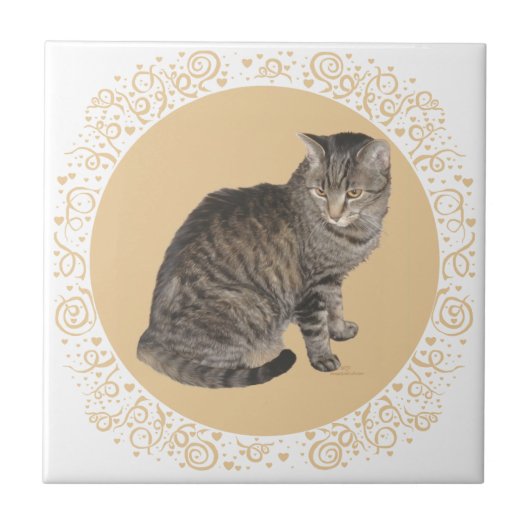American Shorthair Tabby Cat Fliese (Vorderseite)