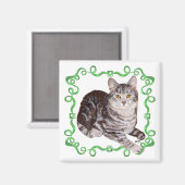 American Shorthair Tabby Cat Magnet (Vorderseite/Rückseite)