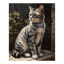 American Shorththorder Cat Art Print Poster