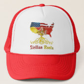 American Sicilian Roots Trucker Hat Truckerkappe (Vorderseite)