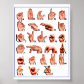 American Sign Language Alphabet, ASL Deaf Poster (Vorne)