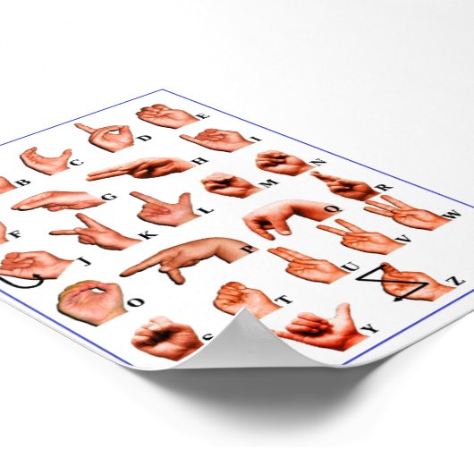 American Sign Language Alphabet, ASL Deaf Poster (Ecke)