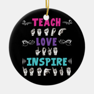 American Sign Language ASL Lehrer Anhörung Keramik Ornament