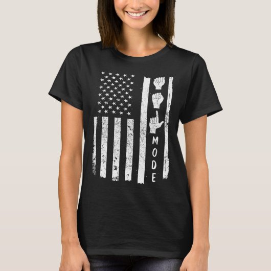 American Sign Language ASL USA Flag T-Shirt (Vorderseite)