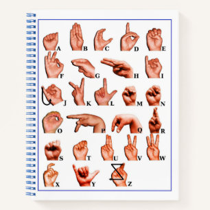 American Sign Language Deaf Alphabet, lernen ASL Notizblock
