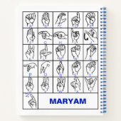 American Sign Language Deaf Alphabet, lernen ASL Notizblock (Rückseite)