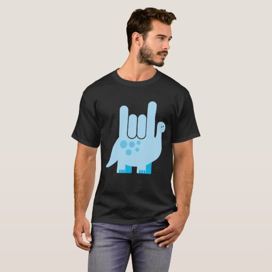 American Sign Language Dinosaur - Ich Liebe Sie T-Shirt (Vorne ganz)