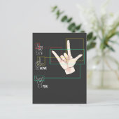 American Sign Language Handzeichen ASL I Liebe Sie Postkarte (Stehend Vorderseite)