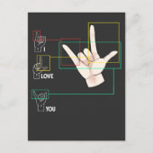American Sign Language Handzeichen ASL I Liebe Sie Postkarte (Vorderseite)