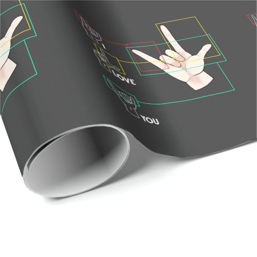 American Sign Language Handzeichen ASL I Liebe You Geschenkpapier (Rolleneckpunkt)