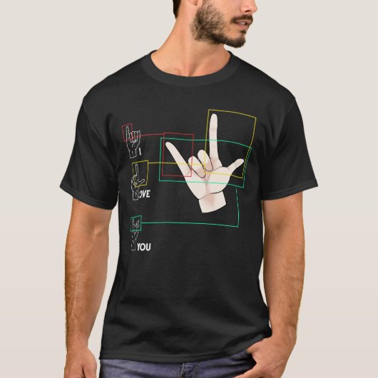 American Sign Language Handzeichen ASL I Liebe You T-Shirt (Vorderseite)