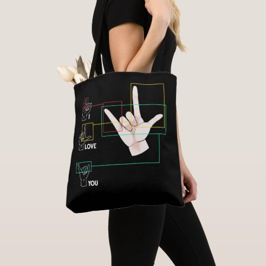 American Sign Language Handzeichen ASL I Liebe You Tasche (Von Nahem)