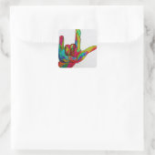 American Sign Language I LIEBE YOU Quadratischer Aufkleber (Tasche)