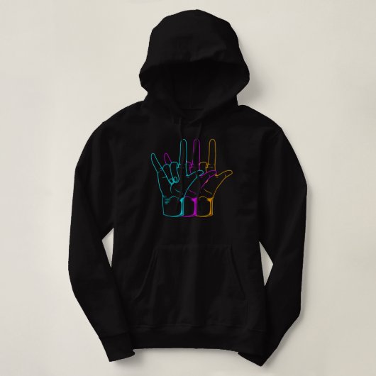 American Sign Language I Love You ASL Hoodie (Design vorne)