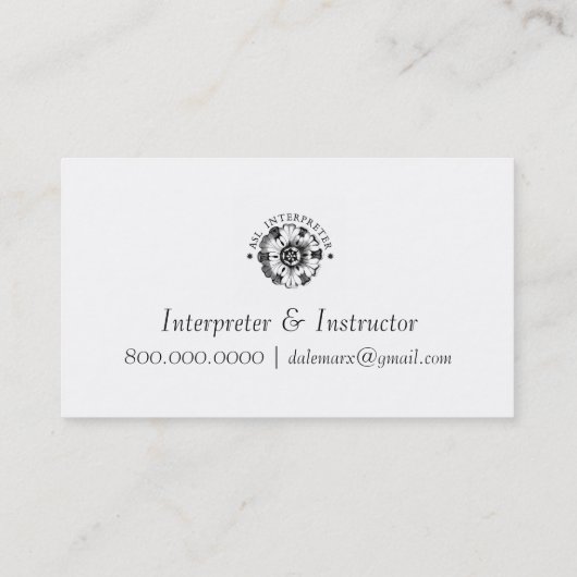 American Sign Language Motif Instructor Visitenkarte (Rückseite)