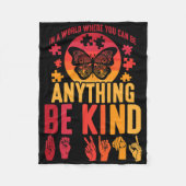 American Sign Language Puzzle Deaf Butterfly  Fleecedecke (Vorderseite)