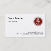 American Sign Language Teacher Visitenkarte (Rückseite)