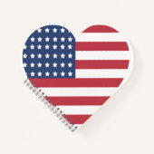 American Simple Flag Heart Trend Notebook Notizblock (Vorderseite)