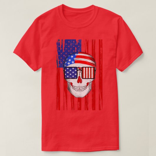 American Skull Flag Patriotic T-Shirt (Design vorne)