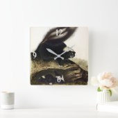 American Skunk oder Striped Skunk von Audubon Quadratische Wanduhr (Zuhause)