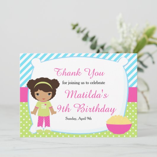 American Sleepoe Slumber Party Geburtstag Dankeskarte (Stehend Vorderseite)