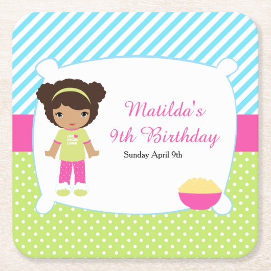 American Sleepoe Slumber Party Geburtstag Rechteckiger Pappuntersetzer (Vorderseite)