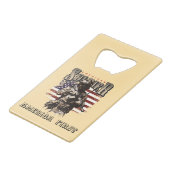 American Solder Design Stainless Steel Opener Geldbeutel Flaschenöffner (Vorderseite Schrägansicht)