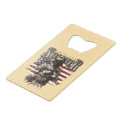 American Solder Design Stainless Steel Opener Geldbeutel Flaschenöffner (Rückseite Schrägansicht)