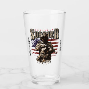 American Soldier Design Pint Glass Cup Glas