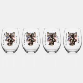 American Soldier Design Stemless WIne Glass Set Weinglas Ohne Stiel